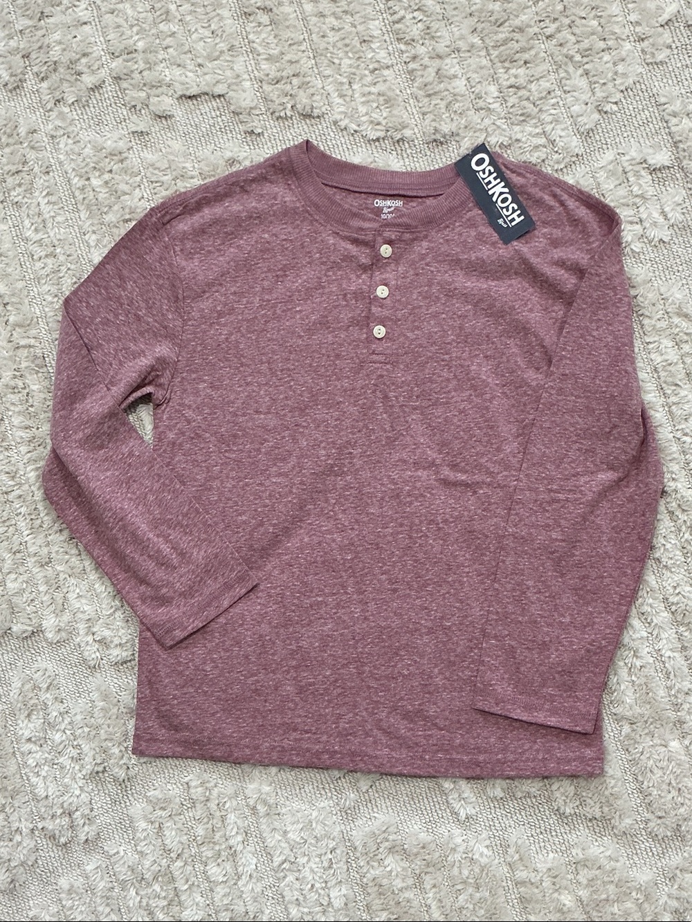 OshKosh B'gosh Long Sleeve Henley in Heather Maroon
